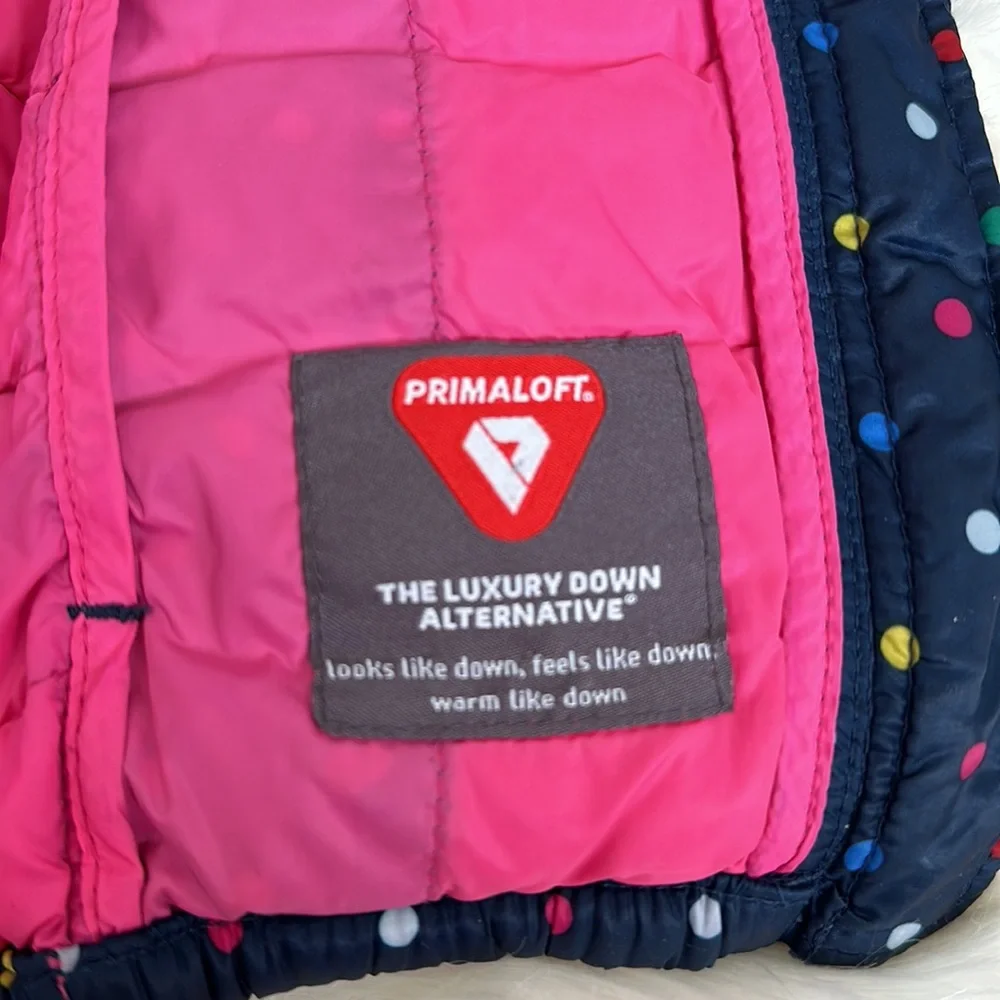GAP Navy Polka Dot Puffer Jacket with Pink Lining